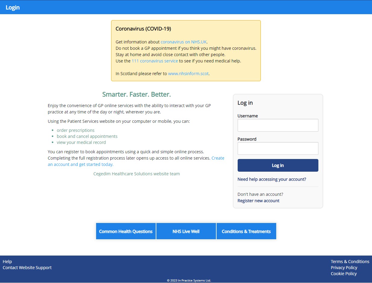 Patient Services Homepage